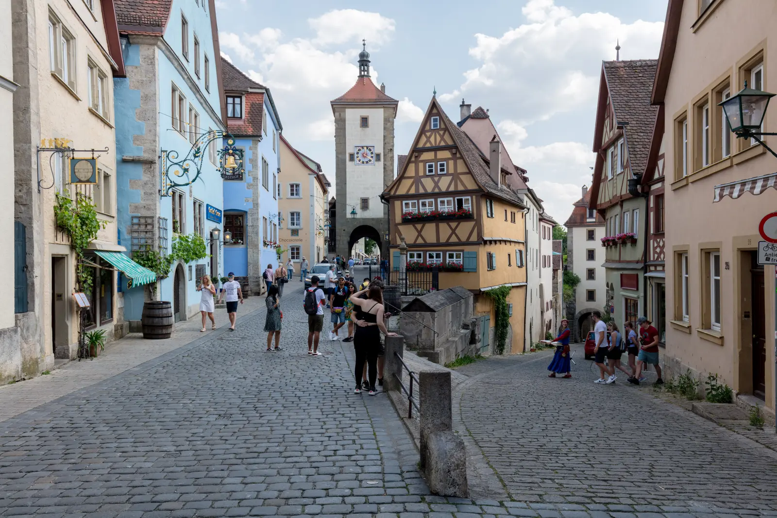 The Plonlein, the half-timbered old town of Rothenburg ob der Tauber, Germany.