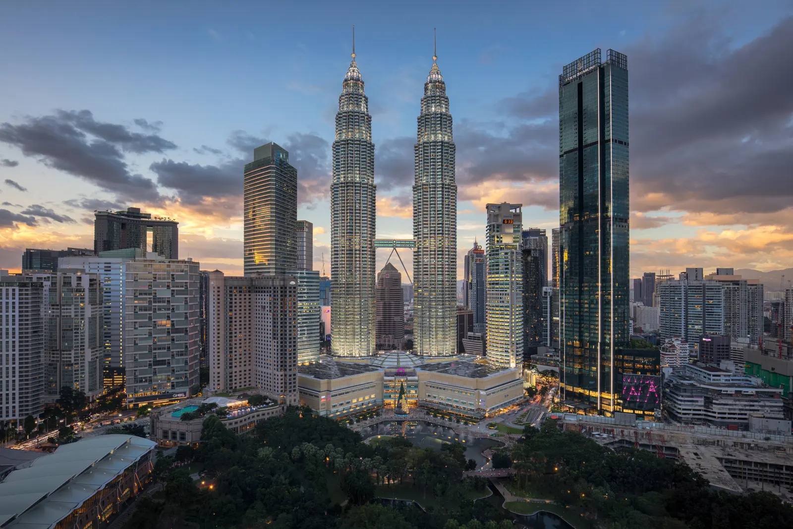 The Petronas Twin Towers in Kuala Lumpur, Malaysia.