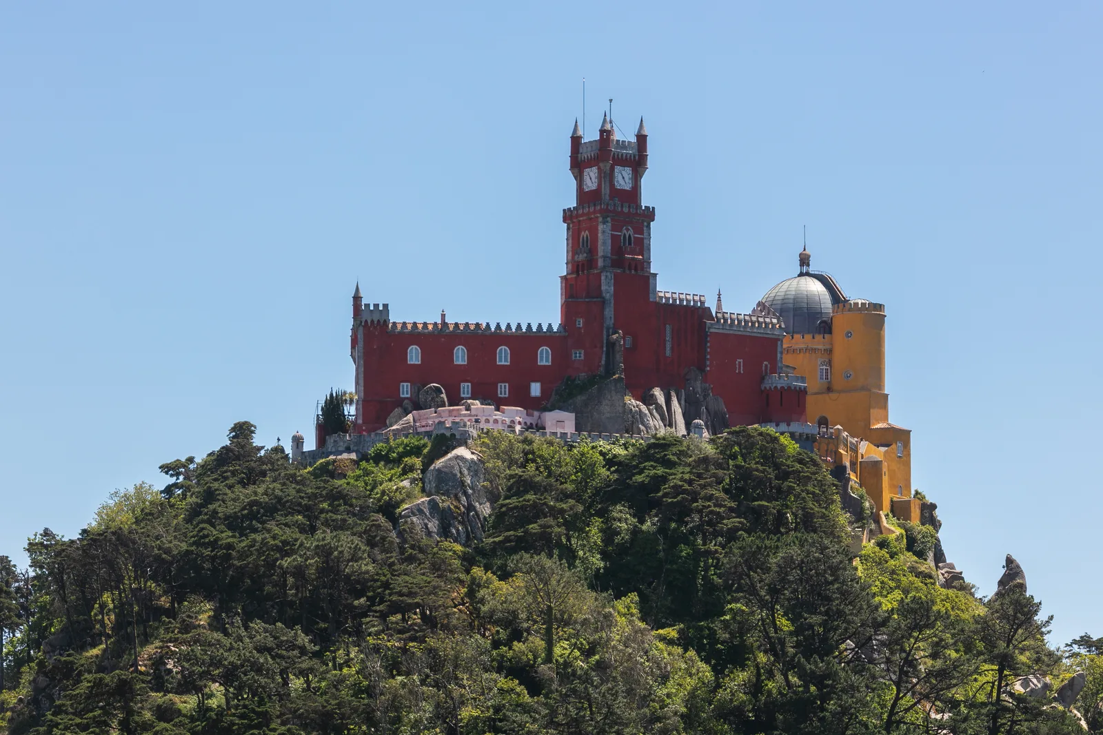 The colourful Pena Palace above Sintra, Portugal.