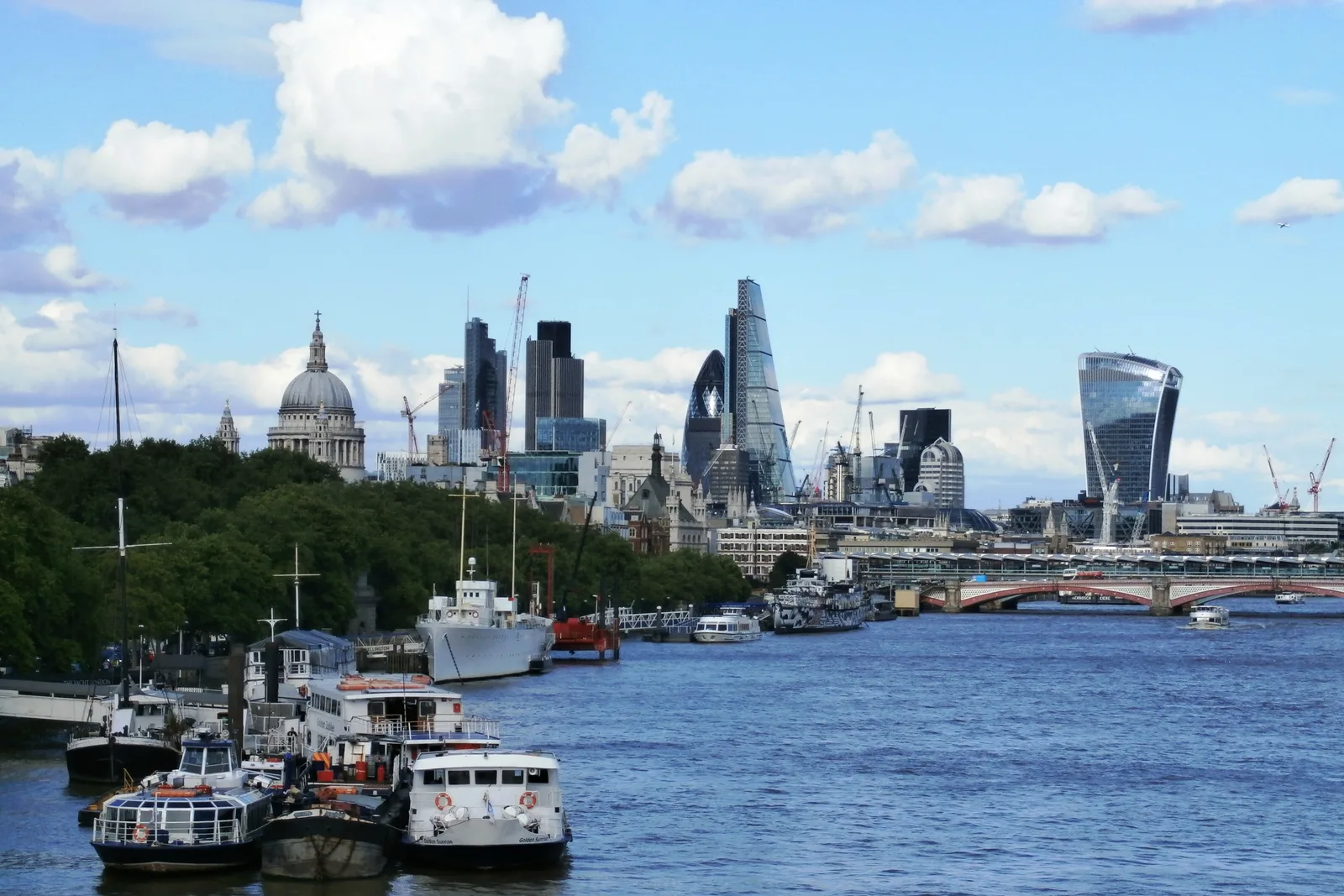 The River Thames and the London skyline, United Kingdom.